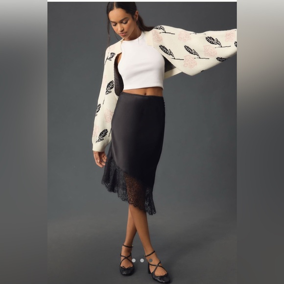 Anthropologie - Crop Printed Knit Shrug Sweater Floral OS Maeve NWOT - Picture 4 of 9